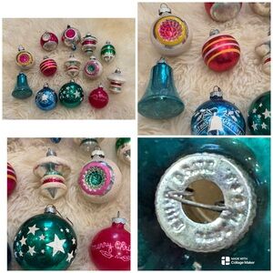 13pc Vintage Shiny Brite glass Christmas ornaments